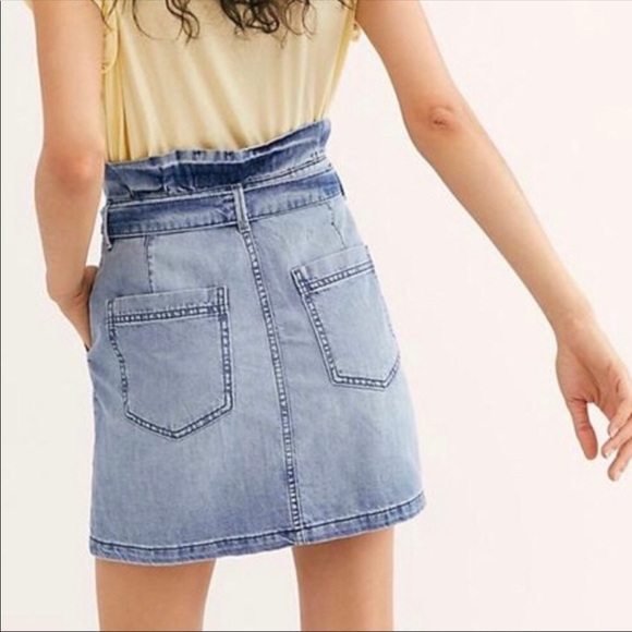 NWT Free People Paperbag waist Denim Skirt - Picture 3 of 8